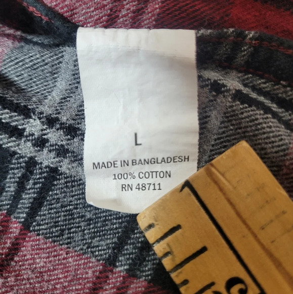 Men’s Falls Creek Red Cotton Flannel Button Down Shirt sz L - Picture 6 of 9